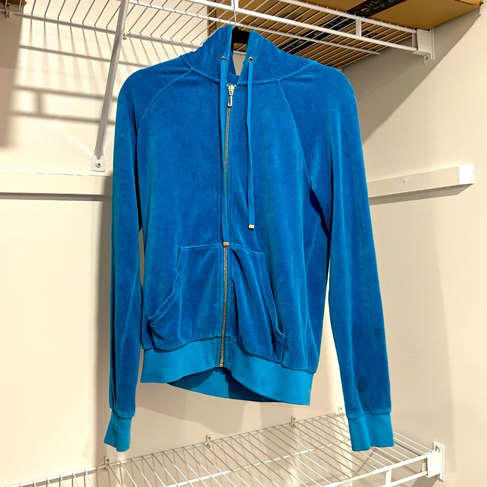 Juicy Couture Women’s Plush Velour Tracksuit Pant and Oversized Hoodie - Used